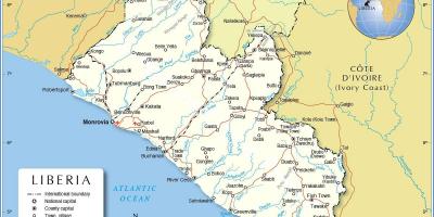 Carte du Libéria en afrique de l'ouest