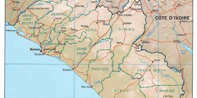 Carte de la carte géographique du Libéria