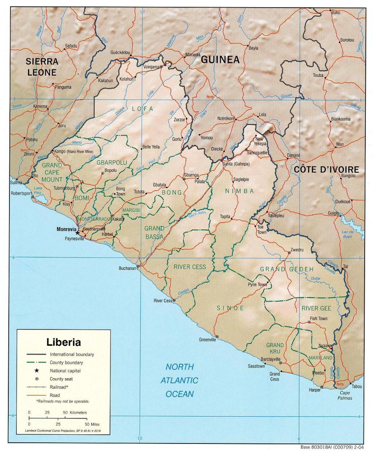 carte de la carte géographique du Libéria