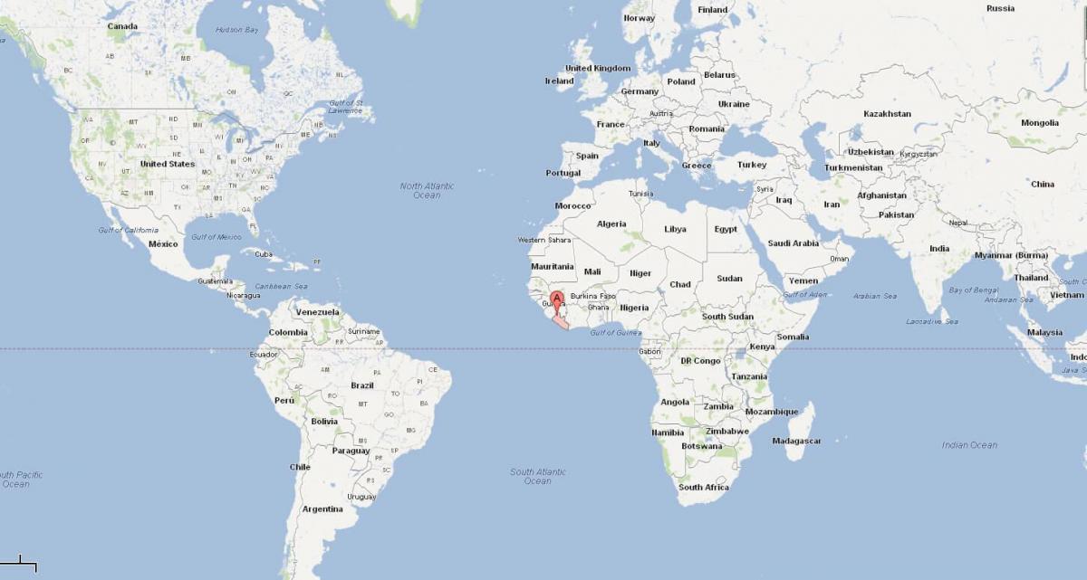Libéria emplacement sur la carte du monde