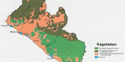 Carte de la carte de la végétation du Libéria