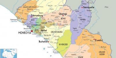 La carte politique du Libéria